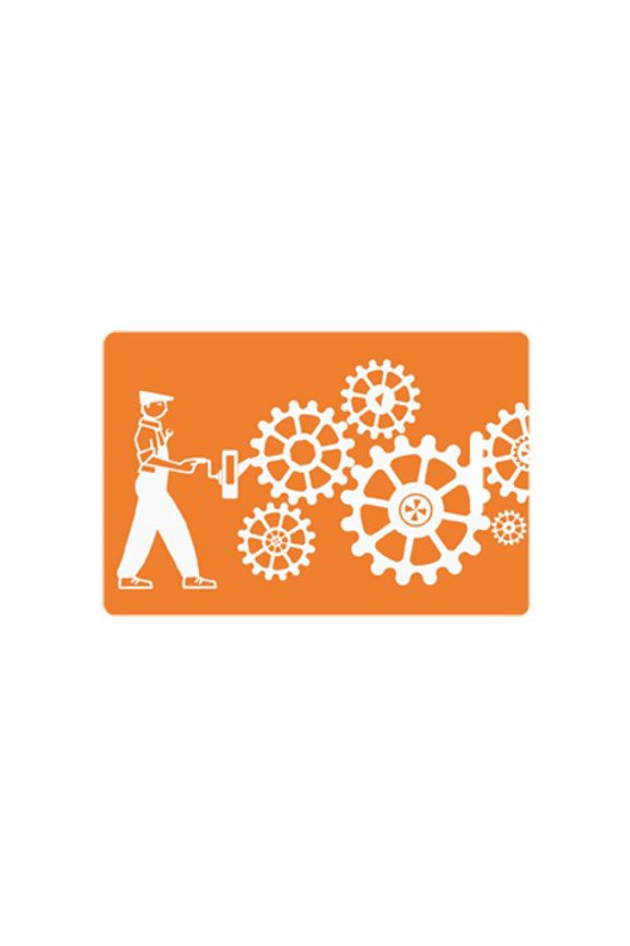 3D Lenticular Original Luggage Tags, Gears, Orange, 3.5 x 2.5 Inches