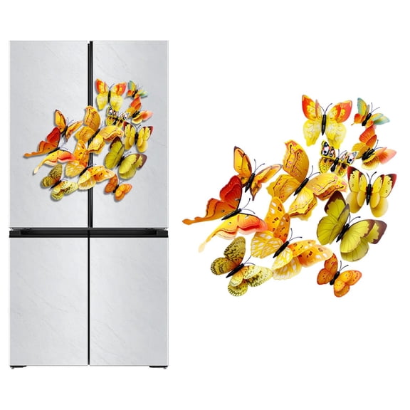 3D Lifelike Butterfly Wall Decals - Plastic Fridge Magnets, 12pcs 3D Butterfly Stickers for Home, Office, Adults Room, DIY Wall Art, Charming Spring Decorations, Reusable & Easy to Apply