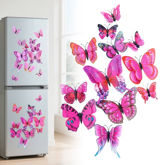 3D Lifelike Butterfly Wall Decals, Removable Butterfly Home Decor Stickers, Kitchen Fridge Butterfly Decorations, Adhesive Butterfly DIY Craft Stickers for Wall Murals & Fridge Accents