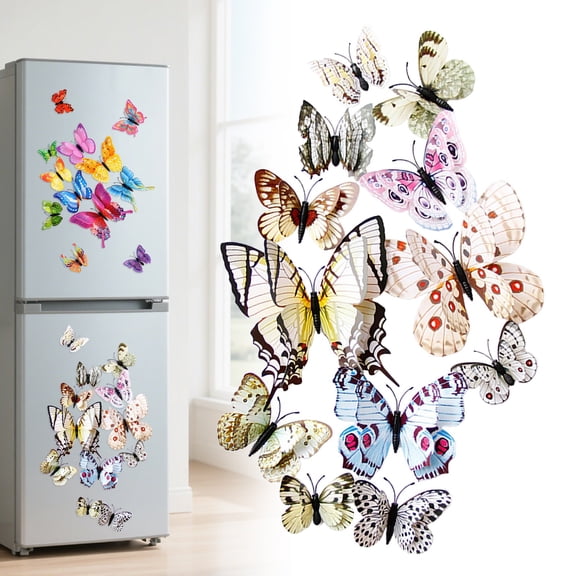 3D Lifelike Butterfly Wall Decals, Removable Butterfly Home Decor Stickers, Kitchen Fridge Butterfly Decorations, Adhesive Butterfly DIY Craft Stickers for Wall Murals & Fridge Accents