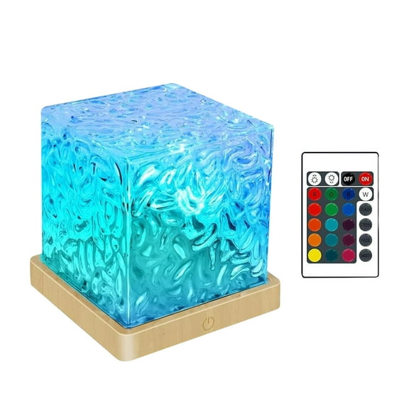 3D Light Cube Projection Night Light, USB Ocean Effect Ambient Light, 16-Color Variable Light Shadows, Includes Remote Control for Bedroom and Living Room Decorative Ambient Lighting