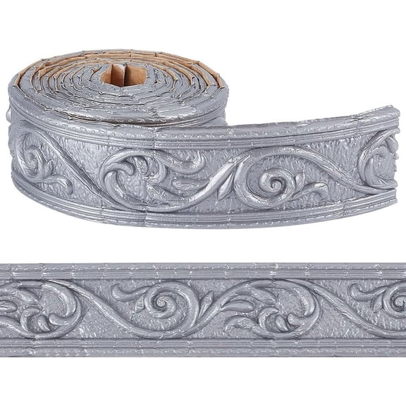 3D Light Grey Molding Peel and Stick Flexible Moldings Trim Border Edging Strip Foam Mirror Frame Baseborad Self Adhesive Wall Lines