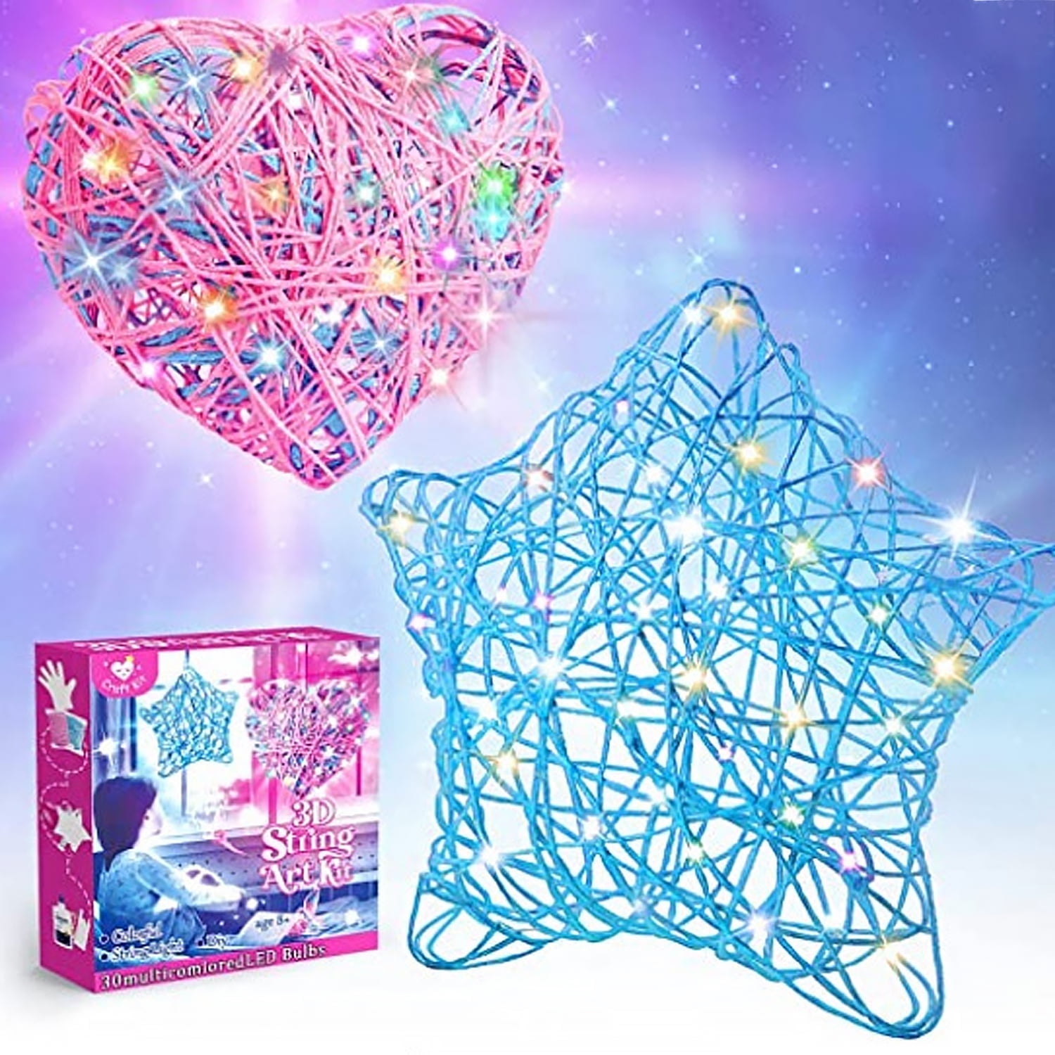 3D Light Up String Art Kit for Kids, Star Lantern Making Kit, Kids Easter Gifts - Crafts Set for Girls and Boys Ages 8-12 Kid, Art and Crafts for Kids Ages 6-8