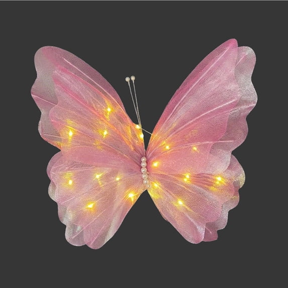 3D Lighted Butterfly Garden Decoration with LED Lights, Pink, Outdoor Wedding Party Home Decor Prop