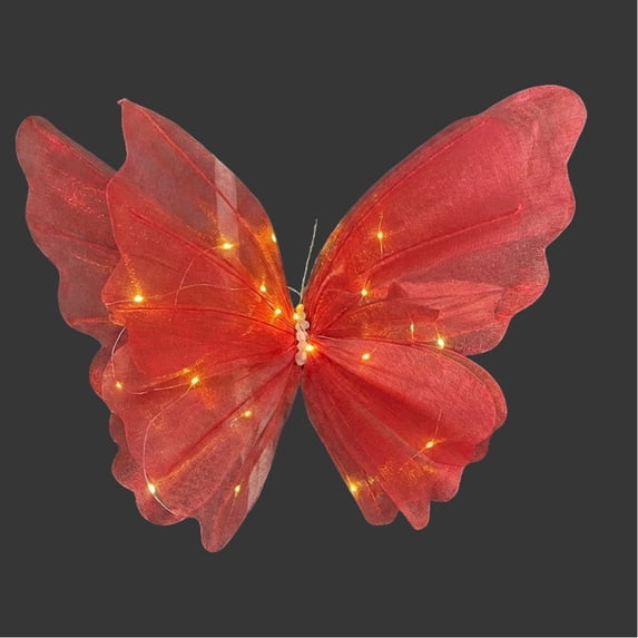 3D Lighted Butterfly Garden Decoration with LED Lights, Red, Outdoor Wedding Home Decor Ornament