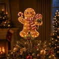 thumbnail image 1 of 3D Lighted Christmas Tree Topper Collection, Gingerbread Tree Topper, LED Warm White Twinkling Lights, Indoor Home Decor, Vintage Holiday Ornament, 1 of 7