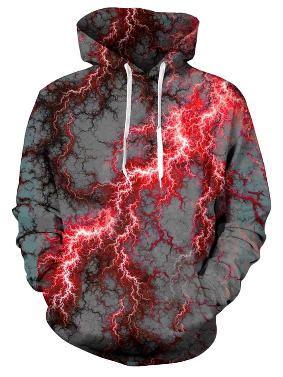 3D Lightning Hoodies Cool Print Pullover Sweatshirt Halloween Long Sleeve (M)