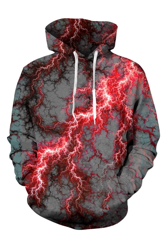 3D Lightning Hoodies Cool Print Pullover Sweatshirt Halloween Long Sleeve (M)