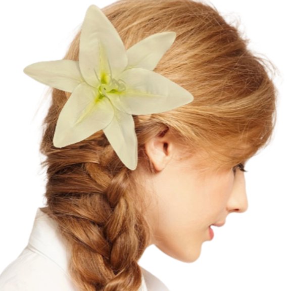 3D Lilies Flower Hair With Realistic Flower Designs Strong Metal Teeth Hair Clamp For Updos And Various Hair Styles