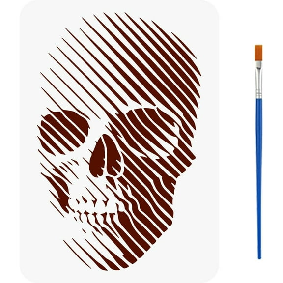 3D Linear Painting Stencil with Brush 8.3x11.7inch Three-Dimensional Drawing Template Theme Decoration Stencil for DIY handcrafting