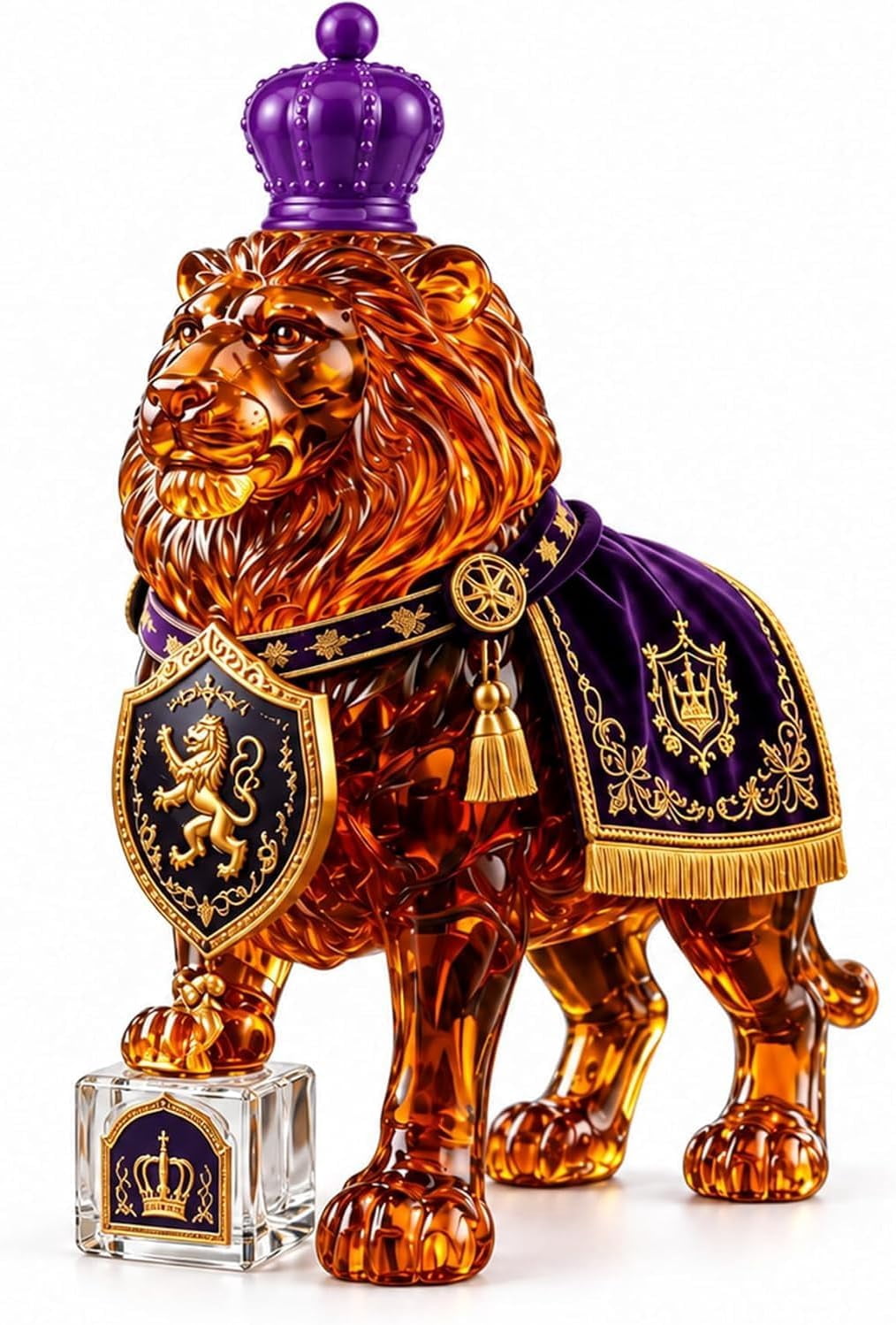 Ca Rave Glass 3D Lion Whiskey Decanter, Crown Glass Liquor Bottle for Home Bar ...