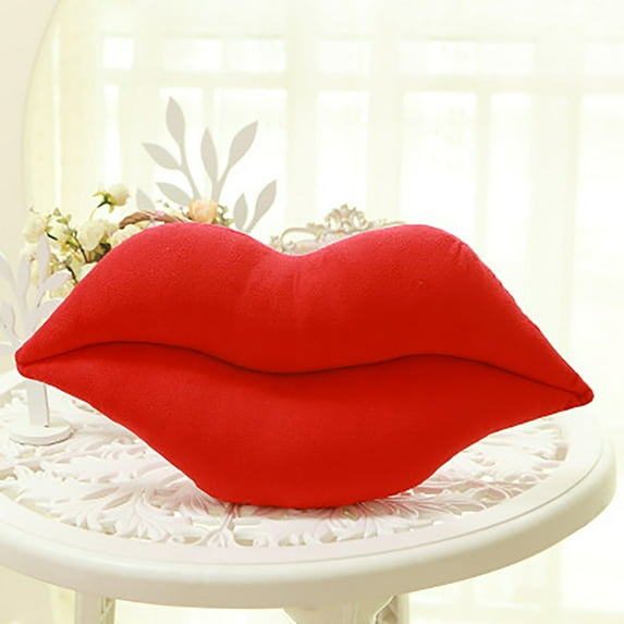 3D Lip Shape Throw Pillows Plush Valentine Soft Velvet Lips Cushion Plush Large Pillows for Birthday Anniversary Living Room Bedroom Sofa Decoration