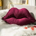 thumbnail image 1 of 3D Lips Soft Velvet Cushion Throw Pillows for Couch Bed Living Room, Insert Included, Dark Purple, 20 X 11 inches, 1 of 6
