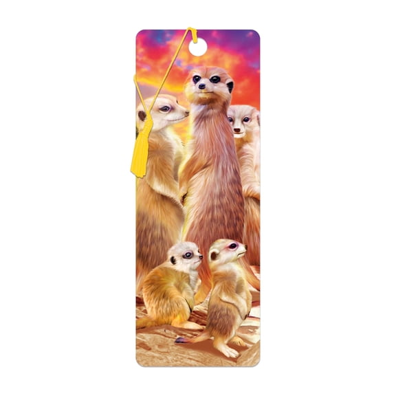 3D LiveLife Bookmark - Cool Meerkats from Deluxebase. Cute Lenticular Animal Bookmark, Meerkat Page Marker Gift for Book Lovers & Teachers