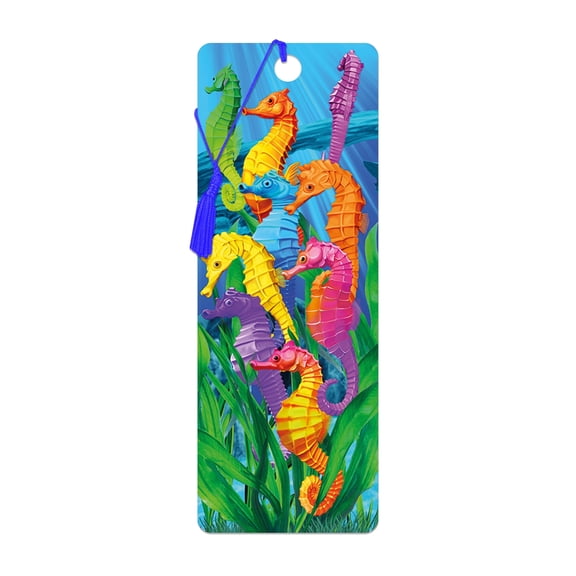 3D LiveLife Bookmark - Hilarious Hippocampus from Deluxebase. Cute Lenticular Animal Bookmark, Seahorse Page Marker Gift for Book Lovers & Teachers