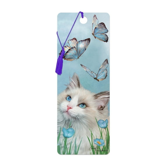 3D LiveLife Bookmark – Ragdoll & Butterflies by Deluxebase. Cat Lenticular 3D Artwork Book Marker