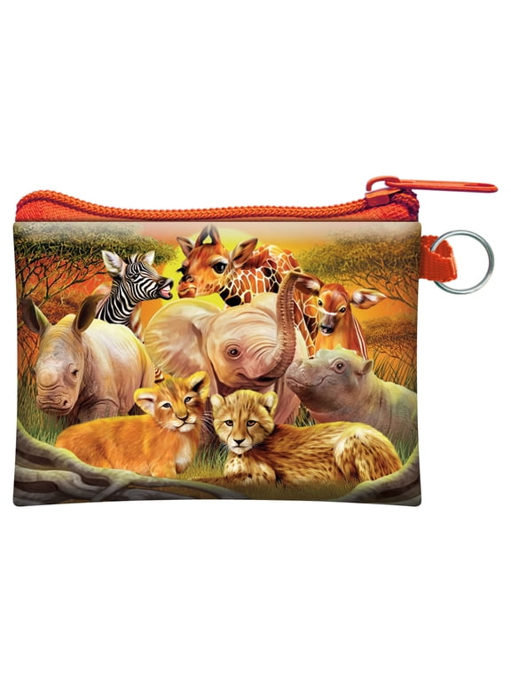 3D LiveLife Change Purse - Kissing Cousins from Deluxebase. Lenticular Zip Pouch with 3D Safari Image, Novelty Animal Wallet for Cash & Cards