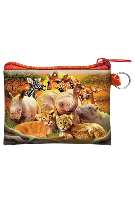 3D LiveLife Change Purse - Kissing Cousins from Deluxebase. Lenticular Zip Pouch with 3D Safari Image, Novelty Animal Wallet for Cash & Cards