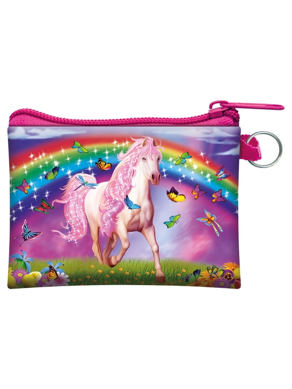 3D LiveLife Change Purse - Pink Pony Dazzle from Deluxebase. Lenticular Zip Pouch with 3D Farm Image, Novelty Animal Wallet for Cash & Cards