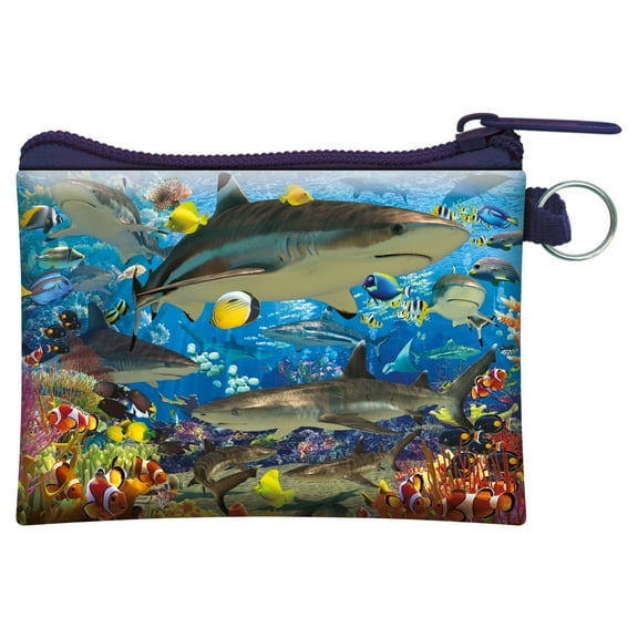 3D LiveLife Coin Purse - Shark Reef from Deluxebase. Lenticular 3D Ocean Purse with Zipper