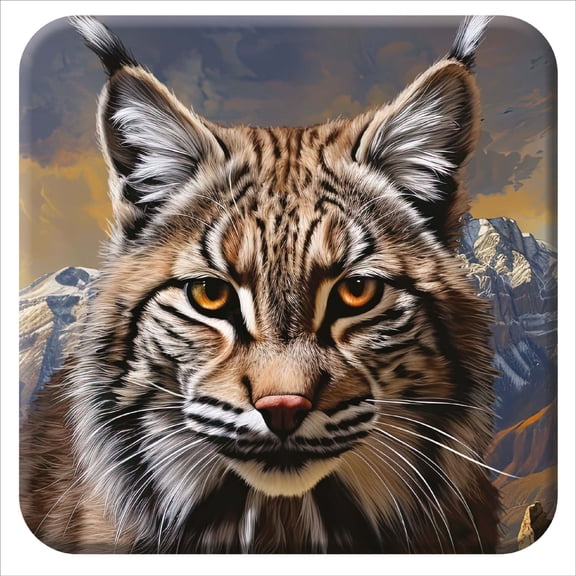 3D LiveLife Cork Coaster - Bobcat from Deluxebase. Non-Slip Drinks Coaster with Lenticular 3D Animal Image. Bobcat Home Decor.