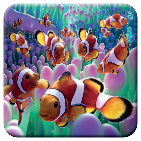 3D LiveLife Clown Fish Cork Coaster by Deluxebase – Non-Slip, Lenticular Art by David Penfound