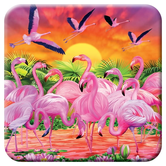 3D LiveLife Cork Coaster - Flamingo Lingo 3D Flamingo Non-Slip Table Coaster by Deluxebase