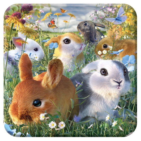 3D Bunnies Cork Coasters by Deluxebase – Lenticular Animal Drink Mats Non-Slip Home Decor