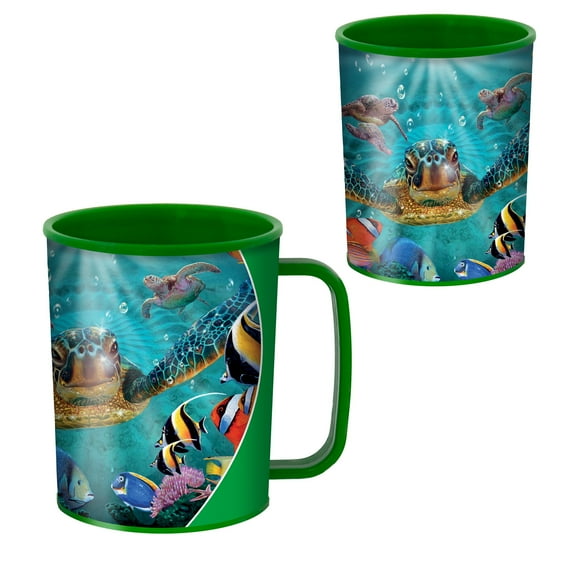 3D LiveLife Cup Tiny Bubbles Sea Turtle Kids Cup by Deluxebase, 10fl oz with Art by Steve Sundram