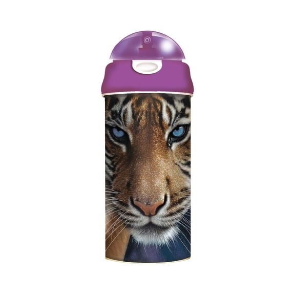 3D LiveLife Blue Eyes Drinking Bottle by Deluxebase  20oz BPA-Free Tiger Water Bottle with Straw