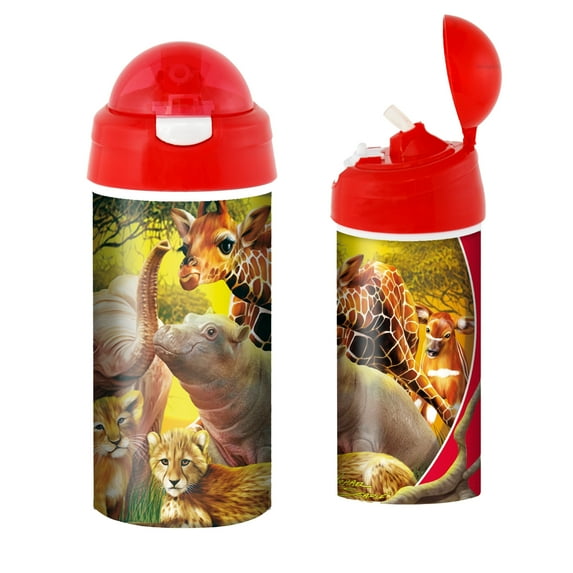 3D LiveLife Drinking Bottle - Kissing Cousins from Deluxebase. Lenticular 3D Safari Bottle 20oz