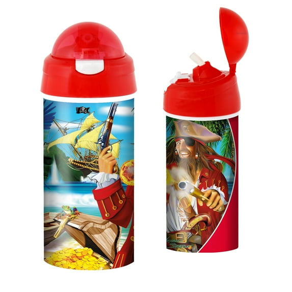3D LiveLife Drinking Bottle - Pirate Island 20oz Lenticular Water Bottle by Deluxebase, BPA-Free