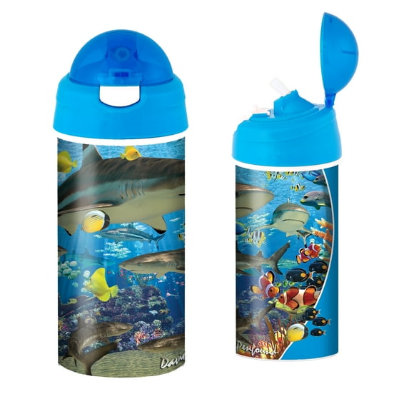 3D LiveLife Bottle Shark Reef by Deluxebase – 20oz Lenticular 3D Shark Water Bottle, BPA Free