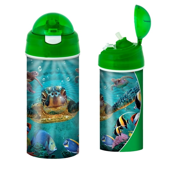 3D LiveLife Drinking Bottle - Tiny Bubbles from Deluxebase. Lenticular 3D Sea Turtle Bottle 20oz