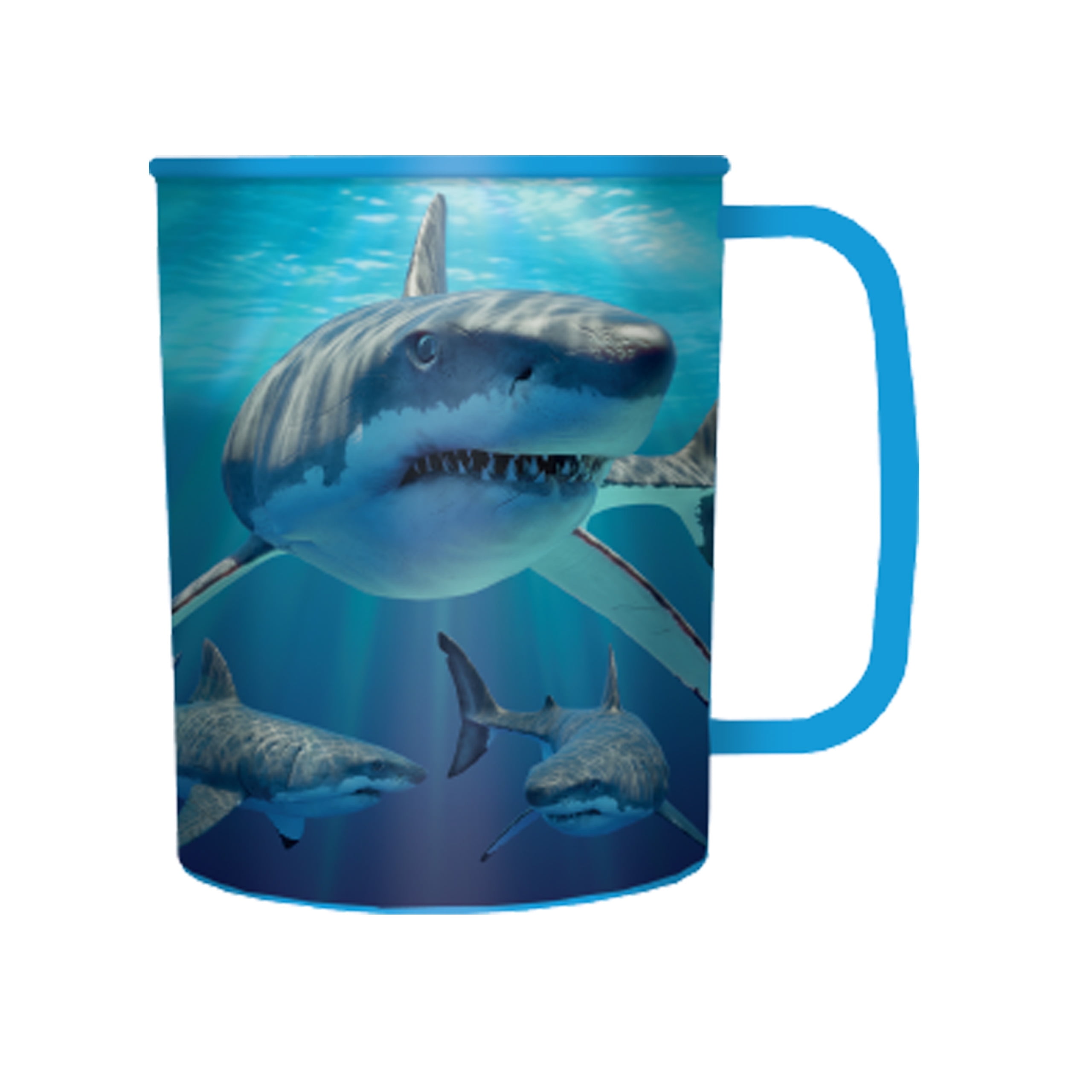 3D LiveLife Drinking Cup - Great White Sharks by Deluxebase | 300ml Lenticular Shark Cup
