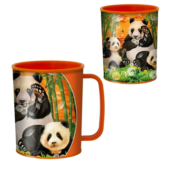 3D LiveLife Drinking Cup - Panda Club from Deluxebase. Lenticular Panda Cup for Kids, 10oz