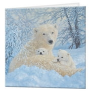 3D LiveLife Greeting Card - Northern Family Cute Polar Bear Lenticular 3D Card for All Ages by Deluxebase