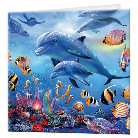 3D LiveLife Greeting Card - Seahorse Kingdom from Deluxebase. Colourful Sea Animal Lenticular 3D Card for any occasion and age. Original artwork licensed from renowned artist, Steve Sundram