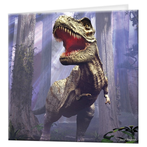 3D LiveLife Greeting Card – T-Rex Scene by Deluxebase. Lenticular Dinosaur Card by D. Penfound