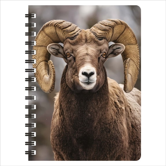 3D LiveLife Jotter - Bighorn Sheep from Deluxebase. Spiral Bound A6 5.5x4in Small Animal Notebook, 80 Plain Recycled Pages, Cute Cover.