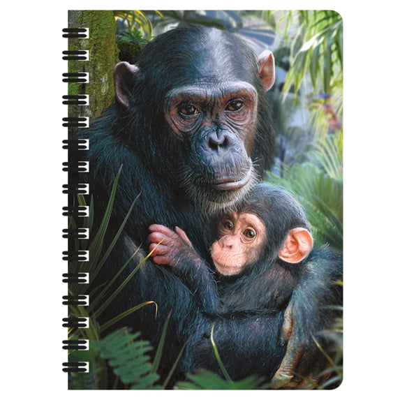 3D LiveLife Jotter - Cute Cuddles from Deluxebase. Spiral Bound A6 5.5x4in Small Animal Notebook, 80 Plain Recycled Pages, Monkey Cover.