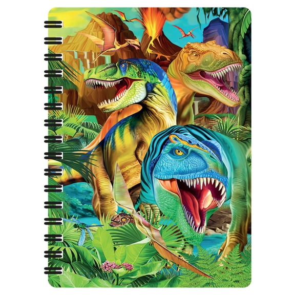 3D LiveLife Jotter - Dino Smiles from Deluxebase. Spiral Bound A6 5.5x4in Small Animal Notebook, 80 Plain Recycled Pages, Dinosaur Cover.