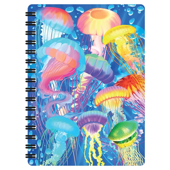 3D LiveLife Jotter - Jelly Jiggle from Deluxebase. Spiral Bound A6 5.5x4in Small Animal Notebook, 80 Plain Recycled Pages, Jellyfish Cover.