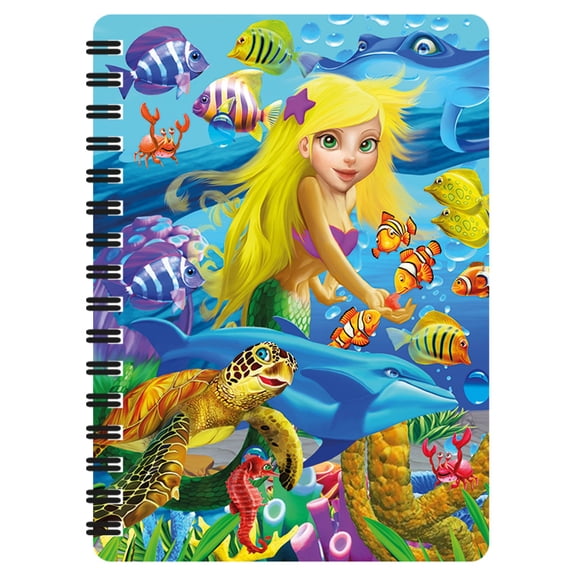 3D LiveLife Jotter - Mermaid Magic from Deluxebase. Spiral Bound A6 5.5x4in Small Animal Notebook, 80 Plain Recycled Pages, Cute Cover.