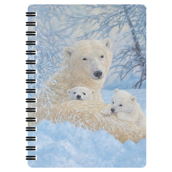 3D LiveLife Jotter - Northern Family from Deluxebase. Spiral Bound A6 5.5x4in Small Animal Notebook, 80 Plain Recycled Pages, Polar Bear Cover.