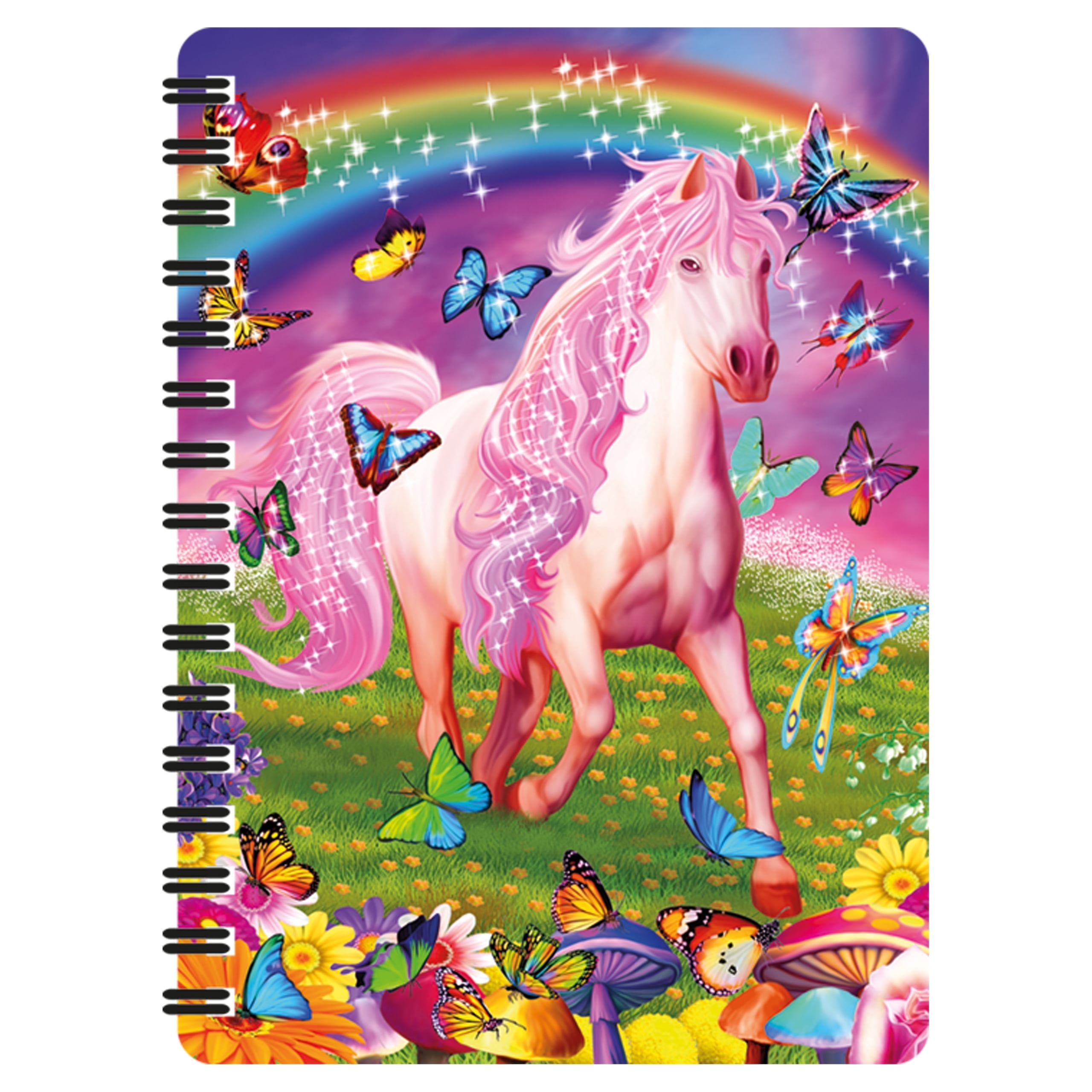 3D LiveLife Jotter Pink Pony Dazzle by Deluxebase, 6x4 Lenticular Horse Notebook with Recycled Pages
