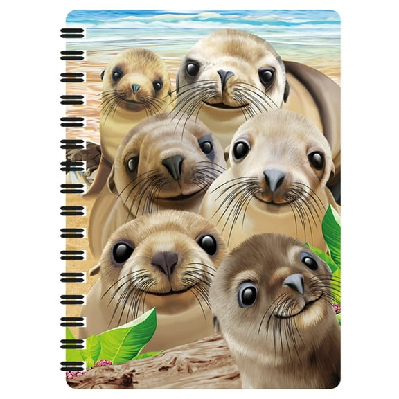 3D LiveLife Jotter – Sea Lion Snap Notebook by Deluxebase | 6x4” Lenticular Ocean Spiral Pad