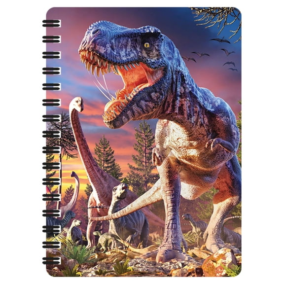 3D LiveLife Jotter - T-Rex Attack from Deluxebase. Spiral Bound A6 5.5x4in Small Animal Notebook, 80 Plain Recycled Pages, Dinosaur Cover.