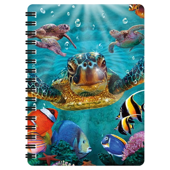 3D LiveLife Jotter - Tiny Bubbles from Deluxebase. Spiral Bound A6 5.5x4in Small Animal Notebook, 80 Plain Recycled Pages, Sea Turtle Cover.