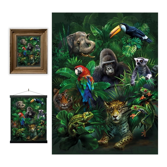 3D LiveLife Lenticular Wall Art - Jungle Pals Wild Animal Poster by Deluxebase, Unframed